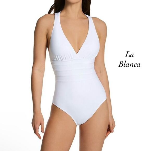 La Blanca Island Goddess White Mio Multi-Strap One Piece Swimsuit NWOT Size 4 - Picture 1 of 11